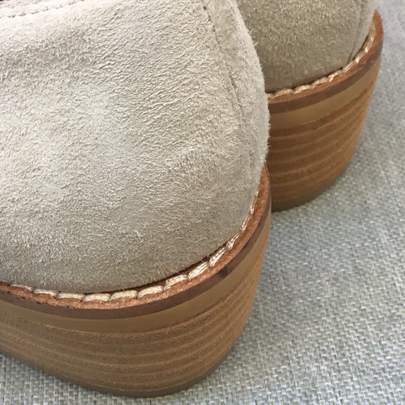 EUC SHELLYS LONDON Mix Leather Lace Up Oxford Shoes Low Heels Soft Beige Color - Picture 10 of 11